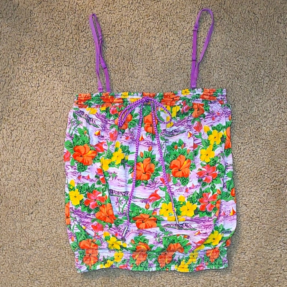 Floral print tube top with‎ removable straps